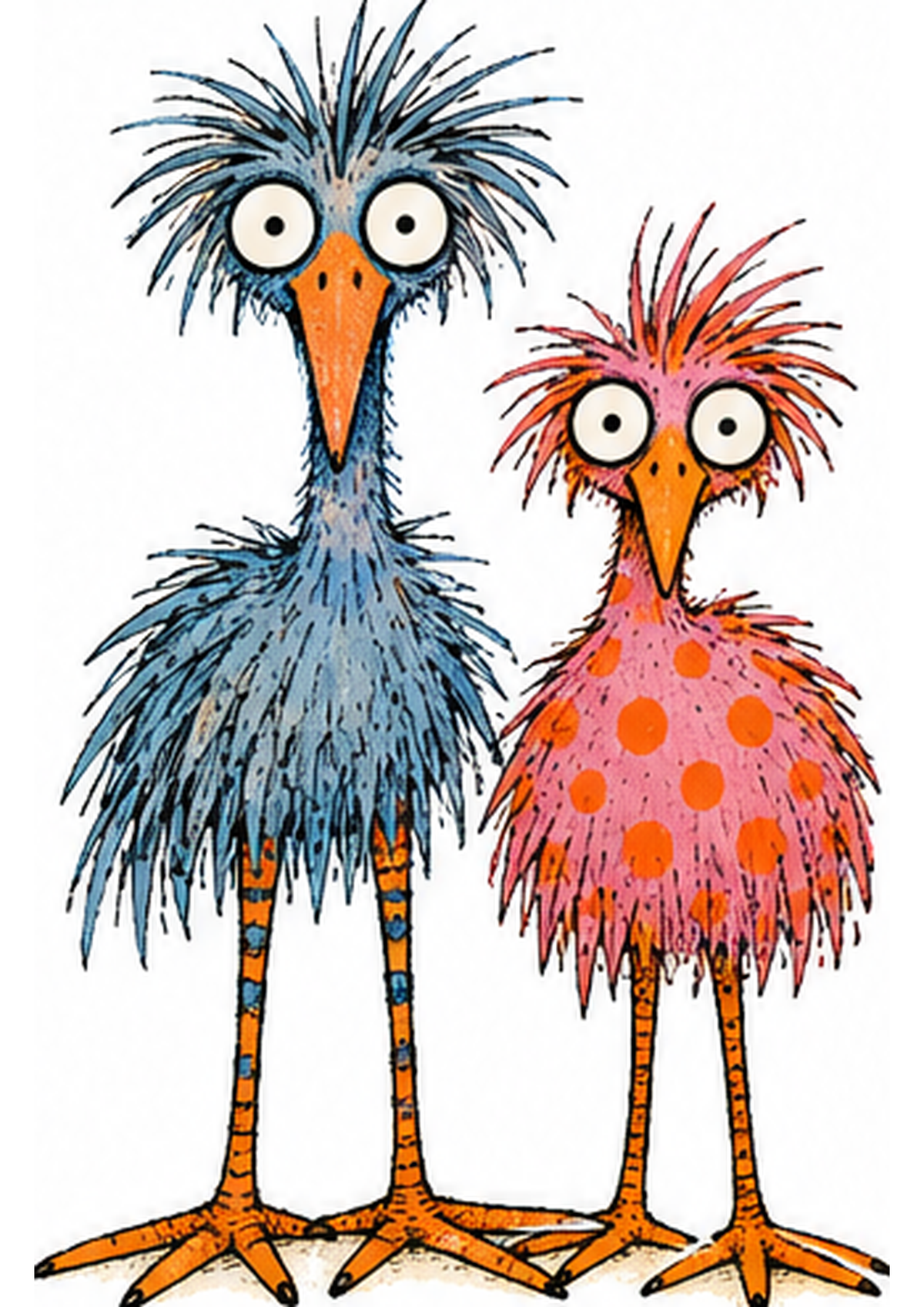 Quirky Bird Couple - Art Print