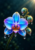 Blue Orchid in Morning Dew — Art Print
