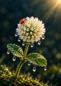 Ladybird on a Dewy Meadow Bloom — Art Print