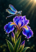 Dragonfly on a Dewy Iris — Art Print