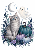 The Moonlit Cat and Ghost — Art Print