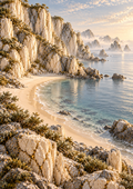 Quiet Cove of Ivory Cliffs — Art Print