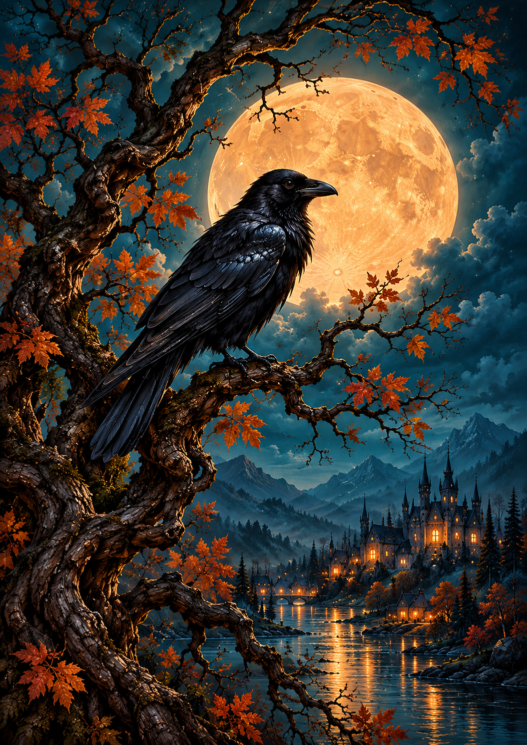 Raven's Watch — Harvest Moon Gothic Night — Art Print