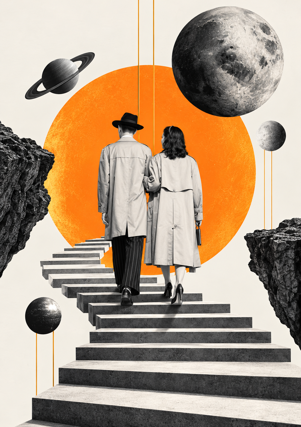 Retro Stairway to the Orange Planet — Art Print