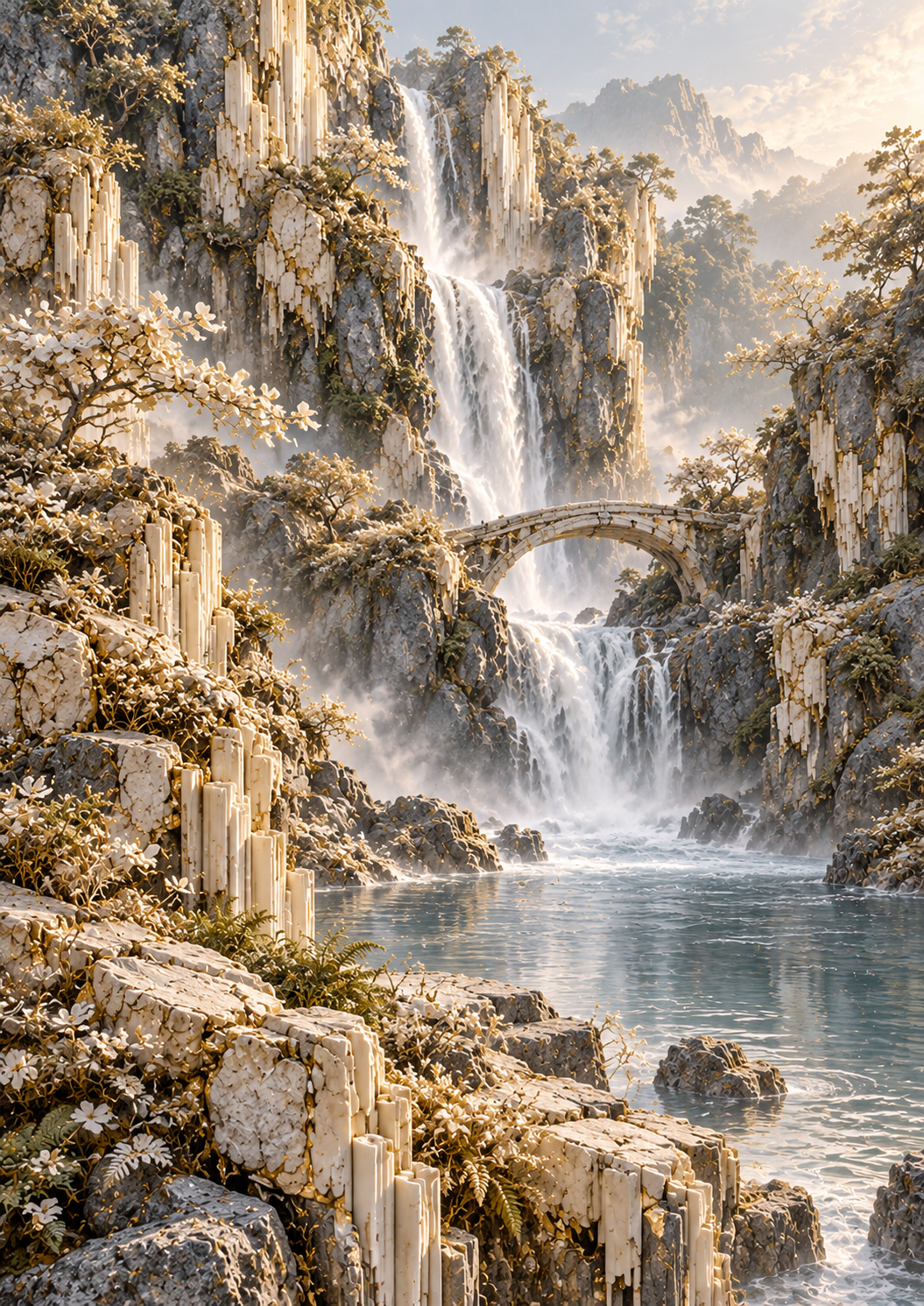 The Hidden Falls of Gilded Stone — Art Print