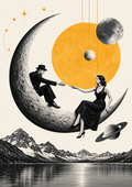 Vintage Moonlit Cosmic Romance — Art Print