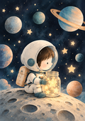 The Little Astronaut's Star Jar — Art Print